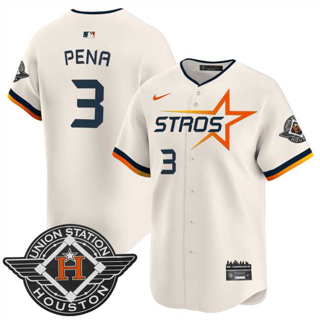 Men%27s Houston Astros #3 Jeremy Pena Cream 2025 City Connect Limited Stitched Jersey Dzhi